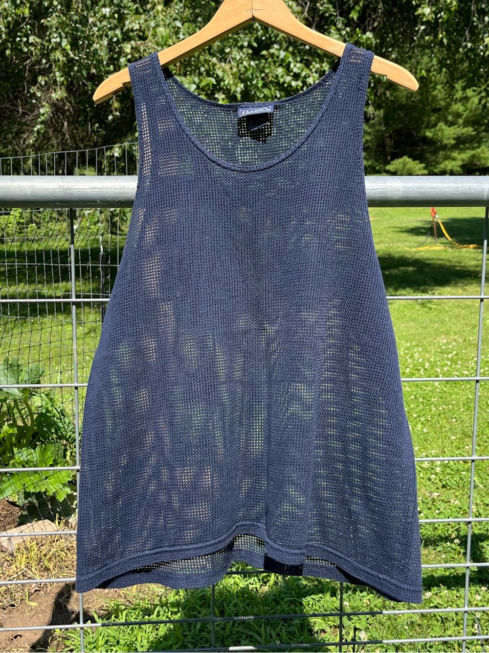 90s Basic Editions Mesh Jersey Muscle Tank Top Navy Size L Sporty Summer Beach